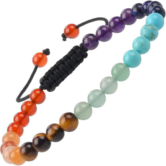 MASSIVE BEADS Natural Healing Power Gemstone Crystal Beads Unisex Adjustable Macrame Bracelets