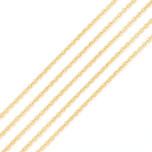BEADIA 18K Gold Plated O Chains 1.0mm 2 Meters for Jewelry Making Findings