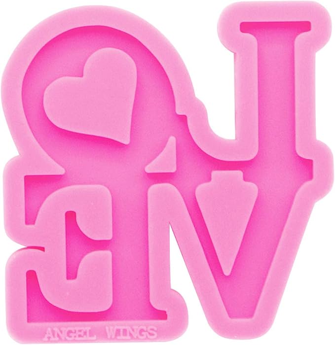 Shiny Love Heart Letter Mold Resin Keychain Molds Silicone Mold for Resin Casting Jewelry Making Silicone Molds Polymer Clay Mold Home Decoraion Mould