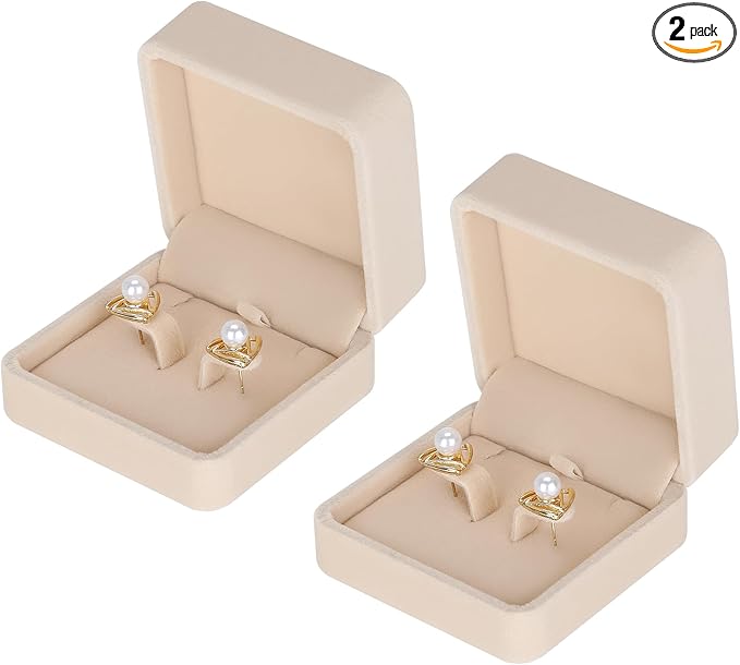 2 Pieces Classic Velvet Jewelry Earring Gift Box for Stud Earrings Necklace Pendant, Jewellry Earring Storage Display Case for Wedding Engagement Birthday Anniversary