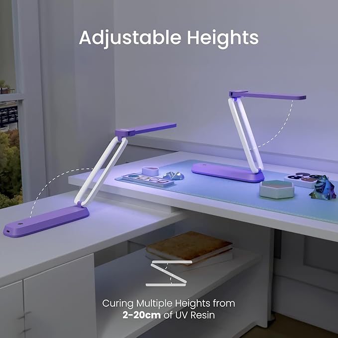 Resiners UV Resin Light, UV Light for Resin Curing, Wireless & Rechargeable Blacklight Ultraviolet LED, 3-in-1 Uses, Foldable UV Lamp, Craft Supplies Tools for Resin Molds, Jewelry Making, Purple