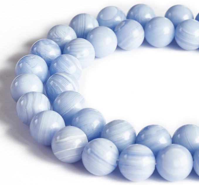 100pcs 8mm Blue Lace Agate Beads Natural Gemstone Beads Round Loose Beads for Jewelry Making