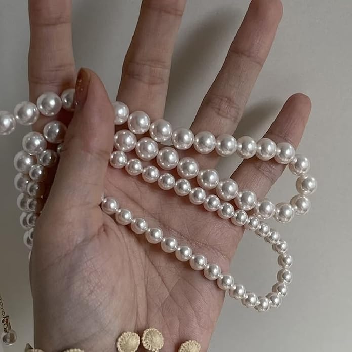 Pearl Necklaces for Women 14K Gold Plated Dainty Layered Single Pearl Necklace Simple Daisy Pearls Choker Cute Gold Necklace Stack Jewelry Sets for Women Trendy Gifts