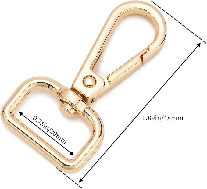 9 Pcs D Ring Swivel Lobster Claw Clasp Push Gate Snap Hooks Trigger Clips for DIY Crafts Keychain Purse Handbag Making,3/4 Inch Glod