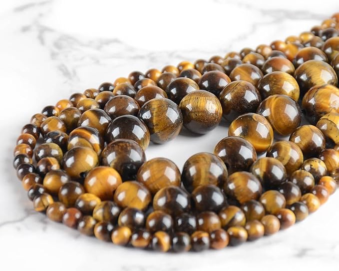 Natural Stone Genuine Stones DIY Tiger Eye Round Beads 8mm 100pcs Beading Loose Gemstone Hole Size 1mm Charm Smooth Beads for Bracelets Necklaces Earrings (Tiger Eye 8mm)