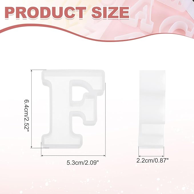 MECCANIXITY 2.5 Inch Resin Letter Moulds,F Capital Alphabet 3D Silicone Letter Casting Moulds for Candle Making DIY Crafts Word Sign Art Party Home Decor