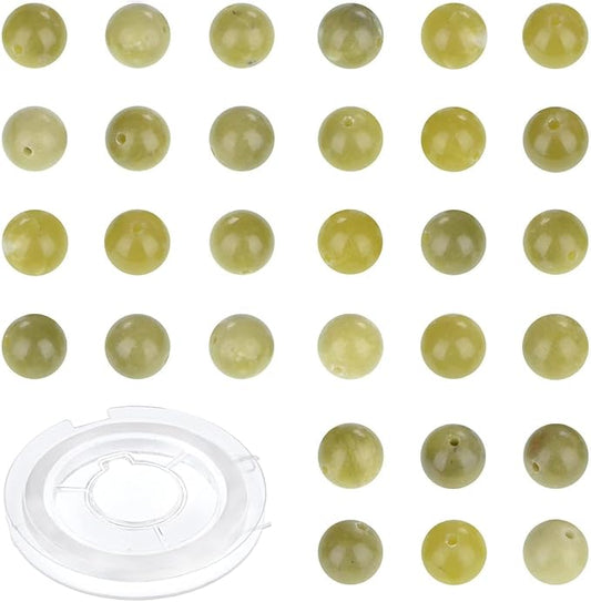 Natural Stone Beads Canadian Jade Round Genuine Stone Beading Loose Gemstone Hole Size 1mm DIY Charm Smooth Beads for Bracelets Necklaces Earrings 6mm 200pcs (Canadian Jade 6mm)