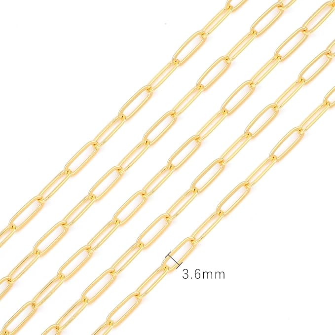 BEADIA 18K Gold Plated Oval O Chains 3.6mm 2 Meters for Jewelry Making Findings