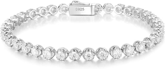 D Color VVS1 Clarity Moissanite and Genuine Sapphire/Emerald/Ruby Tennis Bracelets for Women 2.22ct-10.45ct, Solid 925 Sterling Silver, Anniversary Wedding Valentines Jewelry for Her, Length 5.9-7.5 Inch(15-19cm)