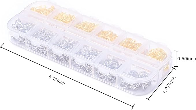 YUGDRUZY Jump Rings for Jewelry Making Kit, 1200 pcs Open Jump Rings Jewelry Repair Kit for Necklace Bracelet, Lobster Clasps and Closures Repair Supplies Kit with Pliers Tweezers (Gold/Silver)