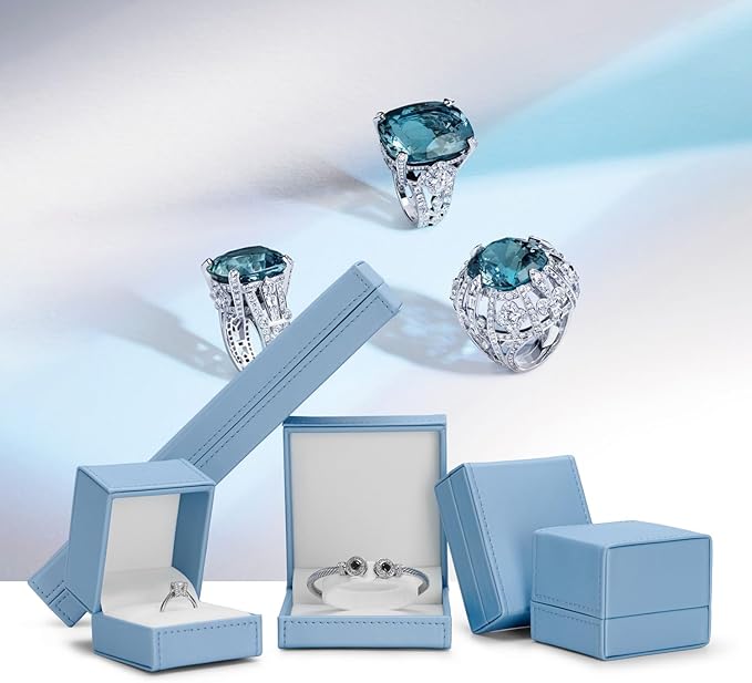 Leather Necklace Box Necklace Gift Box Velvet Interior Pendant Case Long Chain Display Storage Case for Anniversary Wedding Birthday Mother's Day Gifts (Blue)