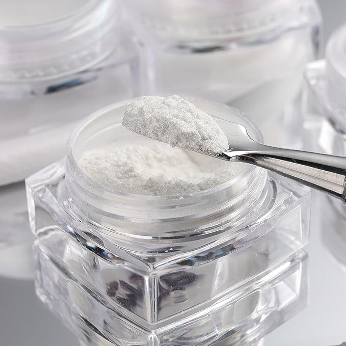 SUTOKAKA 12 Jars Mermaid Chrome Nail Powder, Iridescent Aurora Powder Pearlescent Dust Metallic Mirror Glitter Effect Pigment Nail Art Glitter Manicure Decoration for Home DIY Salon