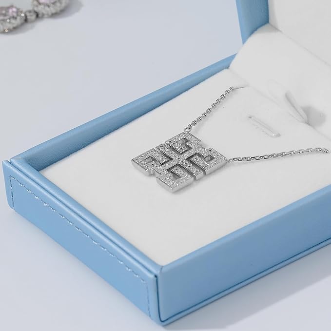 Leather Necklace Box Necklace Gift Box Velvet Interior Pendant Case Long Chain Display Storage Case for Anniversary Wedding Birthday Mother's Day Gifts (Blue)