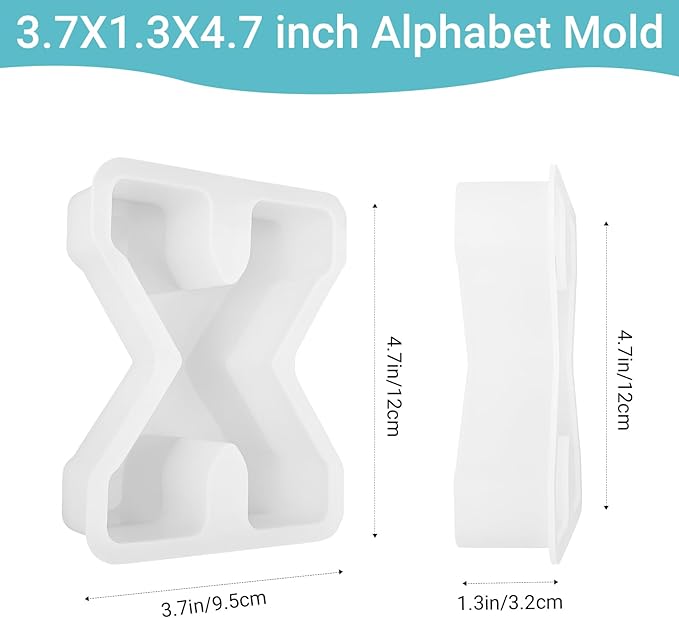 Gartful Resin Letter Molds for Casting, X Capital Alphabet Resin Silicone Molds for Epoxy, Thick 3D Silicone Letter Molds for Making Letters, Word Sign Art, DIY Crafts, Making Candle, Party Home Decor