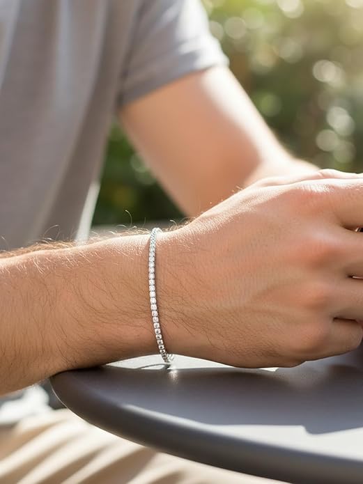 D Color VVS1 Clarity Moissanite and Genuine Sapphire/Emerald/Ruby Tennis Bracelets for Women 2.22ct-10.45ct, Solid 925 Sterling Silver, Anniversary Wedding Valentines Jewelry for Her, Length 5.9-7.5 Inch(15-19cm)