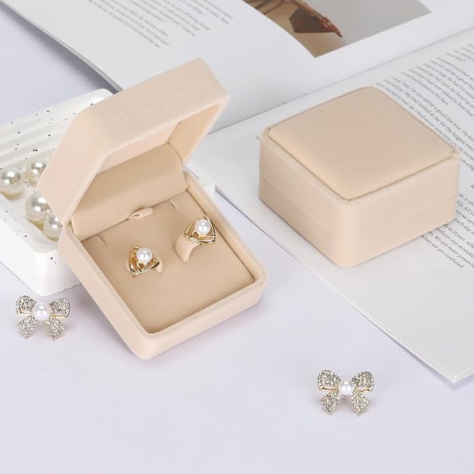 2 Pieces Classic Velvet Jewelry Earring Gift Box for Stud Earrings Necklace Pendant, Jewellry Earring Storage Display Case for Wedding Engagement Birthday Anniversary