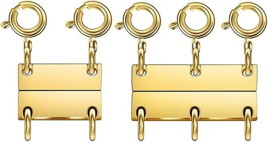 Layering Magnetic Necklace Clasps, Stainless Steel Chain Link Clasps, Multiple Necklace Clasp for Layered Look (2golden+3golden B)