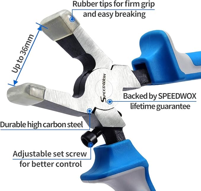 SPEEDWOX Key Fob Pliers and 20 Sets 1.25 Inch Key Fob Hardware with Split Rings Antique Brass Webbing Fabric Crafts Wristlet Set Glass Breaking Pliers Tools with Rubber Tips