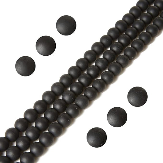 100pcs 8mm Matte Black Beads Natural Gemstone Beads Round Loose Beads for Jewelry Making