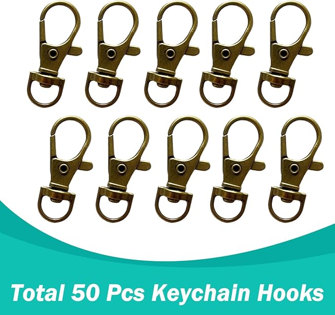 100PCS Premium Swivel Snap Hooks with Key Rings,Metal Lanyard Keychain Hooks Lobster Clasps for Key Jewelry DIY Crafts Bronze 1.38inches/35mm(50 Pcs Lanyard Snap Hooks+50 Pcs Key Rings)