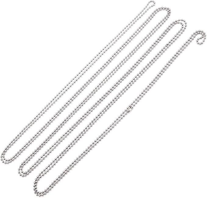 Dog Tag Chain 50 Pack, 2.3mm Stainless Steel Ball Chain Necklace with Connectors, Durable Dog Tag Necklace for Men, Military Dog Tag Chains, Heavy Duty Hypoallergenic Tarnish Resistant