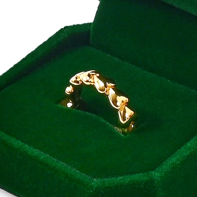 Octagonal Jewelry Ring Gift Box Green Velvet Small Engagement Proposal Ring Box