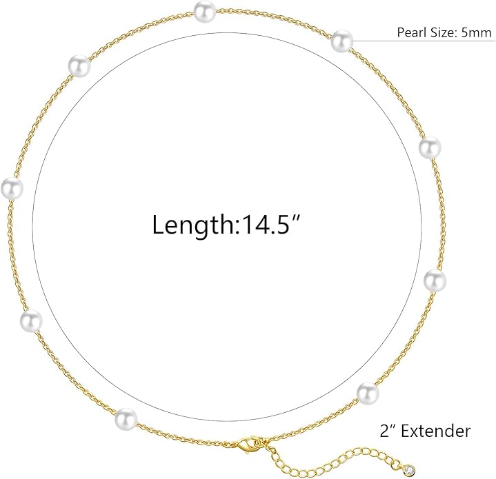 Pearl Necklaces for Women 14K Gold Plated Dainty Layered Single Pearl Necklace Simple Daisy Pearls Choker Cute Gold Necklace Stack Jewelry Sets for Women Trendy Gifts