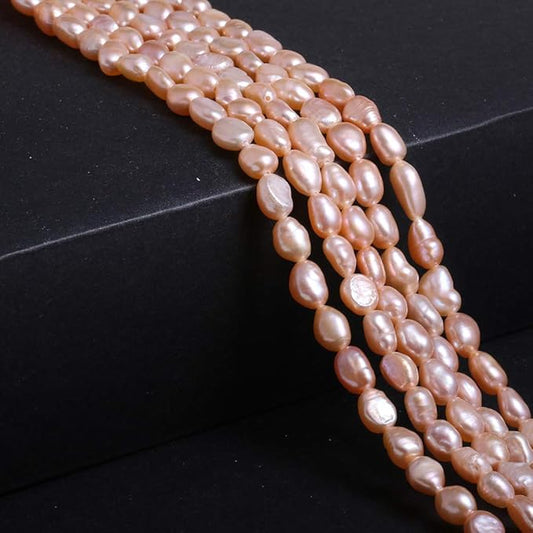 Natural Pearl Freshwater Cultured Pearl Beads for Jewelry Making Punch Loose Beads Handmake DIY for Jewelry Making DIY Women Necklace Bracelet 9-10 mm Color Pink 14 inches