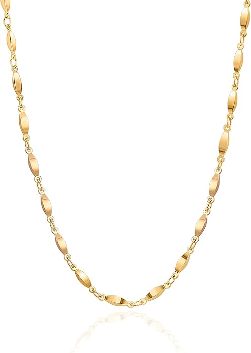 Aobei Pearl 18K Gold Plated Paperclip Chain Choker Satellite Chain Freshwater Cultured Biwa Pearl Pendant Necklace Dainty Jewelry for Women