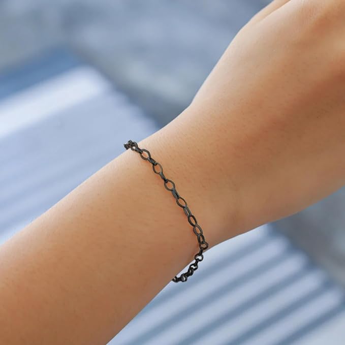 33FT Black Paperclip Chain for Jewelry Making 5MM Black Plated Aluminum Oval Link Chain Roll Bulk for DIY Crafts Jewelry Making