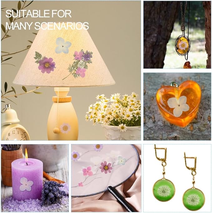 82Pcs Natural Pressed Dried Flowers Resin, Dry Flowers for Resin Accessories with Tweezer, Dried Flower for Scrapbooking DIY Art Crafts, Epoxy Resin Jewelry Molds, Candle, Nails Décor, Craft Making