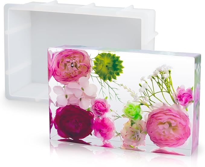 Resin Molds Silicone,Epoxy Resin Casting Craft Mold for Flower Preservation Bookends DIY Art (Rectangle)