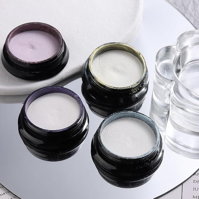 SUTOKAKA 8 Jars Chrome Nail Powder Magic White Pearl Kit, Metallic Mirror Effect Holographic Glitter Iridescent Aurora Mermaid Pearl Pigment Dust Kit for Gel Polish Nail Art Decoration, Resin Craft
