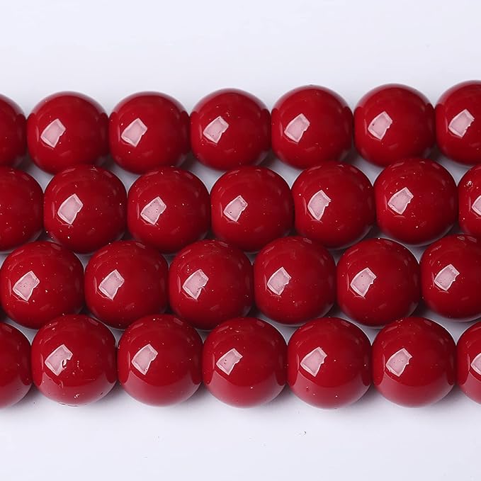 10mm 36pcs Pomegranate Red Glass Gemstone Beads Natural Round Loose Crystal Energy Stone Healing Power for Jewelry Making 1 Strand 15" (10mm, Pomegranate Red Glass)