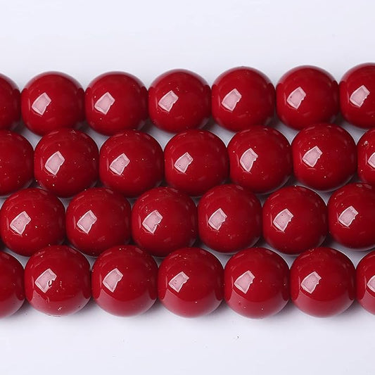10mm 36pcs Pomegranate Red Glass Gemstone Beads Natural Round Loose Crystal Energy Stone Healing Power for Jewelry Making 1 Strand 15" (10mm, Pomegranate Red Glass)