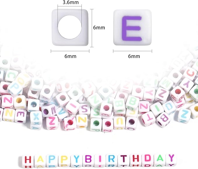 YMSDZHL Alphabet Beads A-Z 1000Pcs Letter Beads, Acrylic 6x6mm Round Letter Beads Kits,Black Digit and Colorful Smile Bead for Bracelets Necklaces DIY Jewelry Making (Colorful Square)