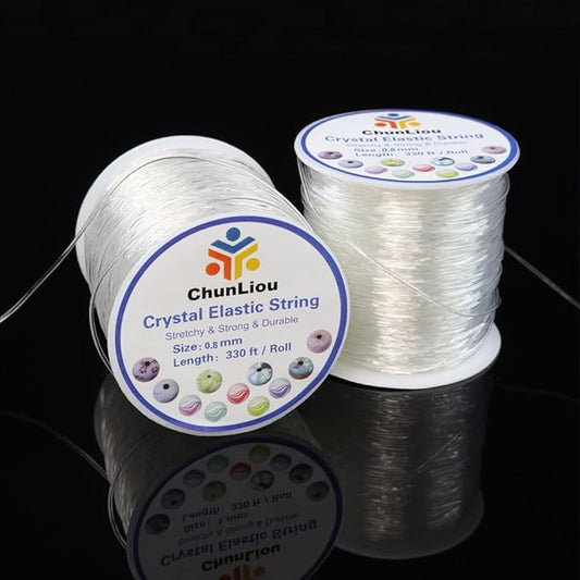 0.8 mm Stretchy Bracelet String, 2 Rolls of Crystal Clear Elastic Cord for Bracelets, Necklaces, Beading, and Jewelry Making (200 m)