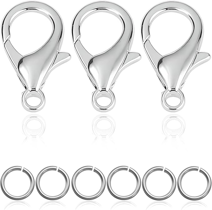 90Pcs Fadeless Lobster Claw Clasps (10mm) & Jump Rings for Jewelry Making, Necklace Bracelet Findings & Supplies (Stainless Steel)