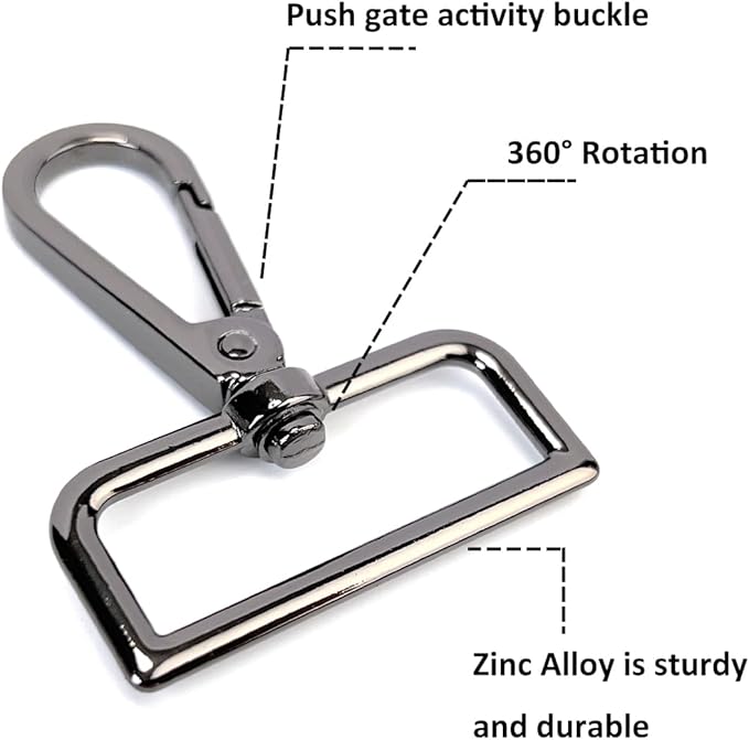 10 Pcs D Ring Swivel Lobster Claw Clasps Push Gate Snap Hooks Trigger Clips for Purse Keychain Strap Making