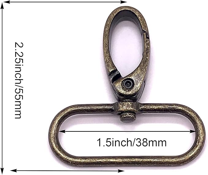 1-1/2 inch Swivel Clasps Swivel Lobster Claw Clasp 1.5 inch Swivel Clips 38mm Swivel Hooks for Purse Bag Making 10pcs Antique Bronze