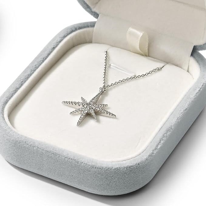 Velvet Necklace Box - Jewelry Case for Pendant, Birthday, Wedding, Mother's Day, Valentine's Day Gift (Grey)