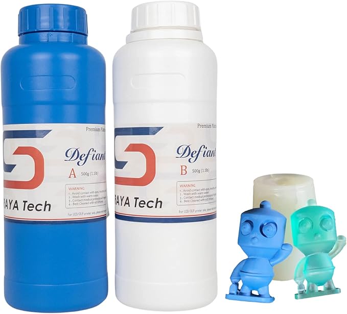 Siraya Tech Defiant 25 Platinum Silicone Mold Making DIY Kit, Food Safe, 25A Hardness, Ideal for 3D Printer UV Resin, Easy to Stop Curing Inhibition, No Coating, for Casting Epoxy Resin (35.3 Oz)