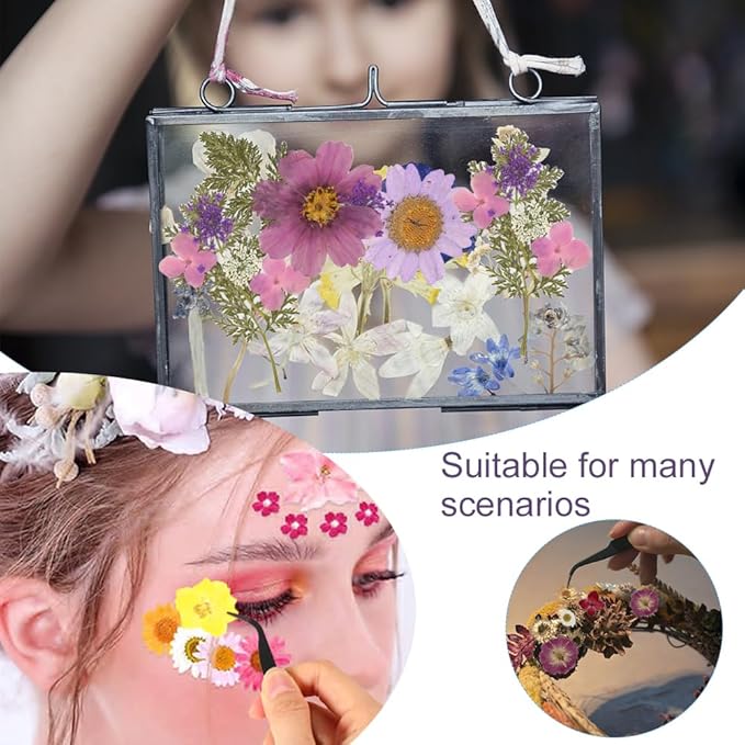 82Pcs Natural Pressed Dried Flowers Resin, Dry Flowers for Resin Accessories with Tweezer, Dried Flower for Scrapbooking DIY Art Crafts, Epoxy Resin Jewelry Molds, Candle, Nails Décor, Craft Making