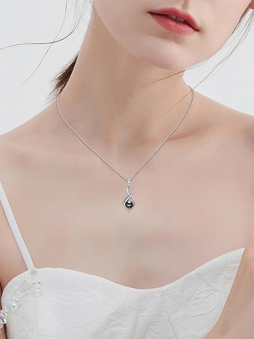 Tahitian Black Pearl AAAA 18K Gold Plated Sterling Silver Pendant Necklace for Women Wife Mom Girlfriend Valentine Her Jewelry Gift for Anniversary Birthday Christmas