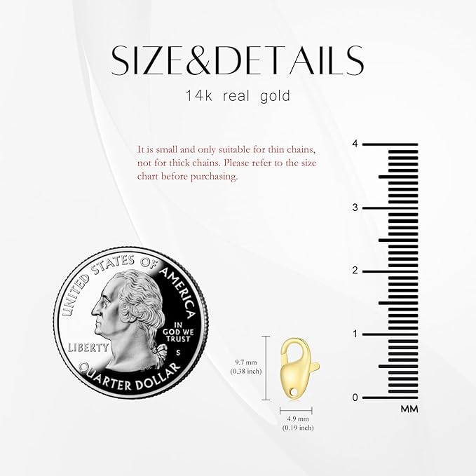 14K Gold Jewelry Clasp Necklace Extender Clasp Bracelet Extension Connector for DIY Necklace Bracelet Anklet Jewelry Making (Style 5)