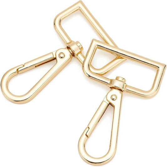 9 Pcs D Ring Swivel Lobster Claw Clasp Push Gate Snap Hooks Trigger Clips for DIY Crafts Keychain Purse Handbag Making,1-1/4 Inch Glod