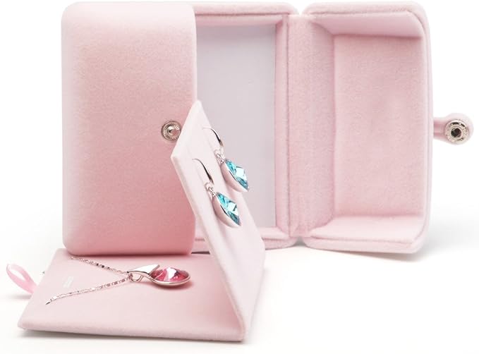 Oirlv Pink Velvet Jewelry Packaging Box Pendant Earrings Display Storage Case Pendant Gift Box
