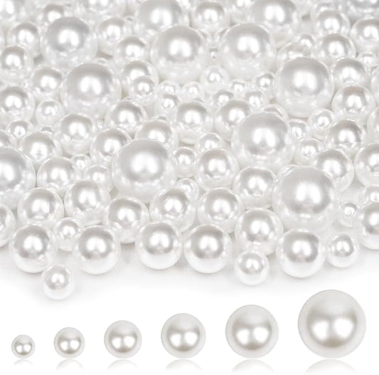 2000PCS Pearls for Crafting, White No Hole Beads for Centerpieces Vases, Assorted Sizes Bulk Fake Pearls Beads for Vase Filler, Candles Centerpiece, DIY Crafts, Jewelry Making (4/6/8/10/14/20mm)