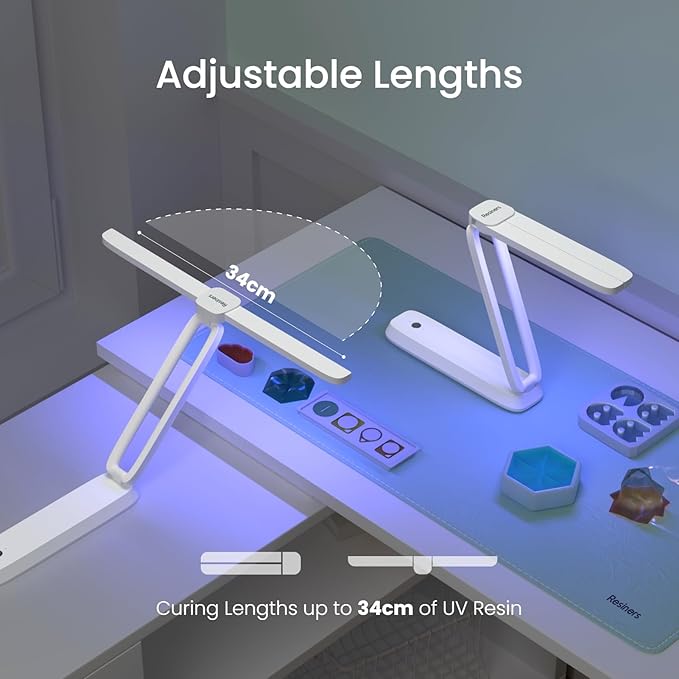 Resiners UV Light for Resin Curing, UV Resin Light, Wireless & Rechargeable Ultraviolet Lamp, 3-in-1 Uses, Foldable Blacklight LED, Craft Supplies Tools for Jewelry Making, Craft Molds, White