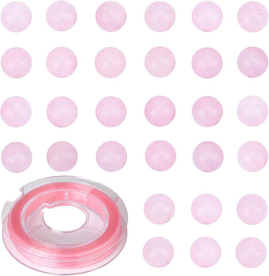 Natural Stone Genuine Stones DIY Pink Rose Quartz Round Beads 8mm 100pcs Beading Loose Gemstone Hole Size 1mm Charm Smooth Beads for Bracelets Necklaces Earrings (Pink Rose Quartz 8mm)
